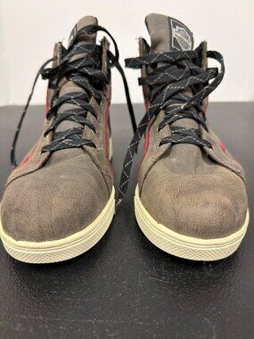 Harley-Davidson Mens Brown Leather High-Top Sneakers With Red Accents